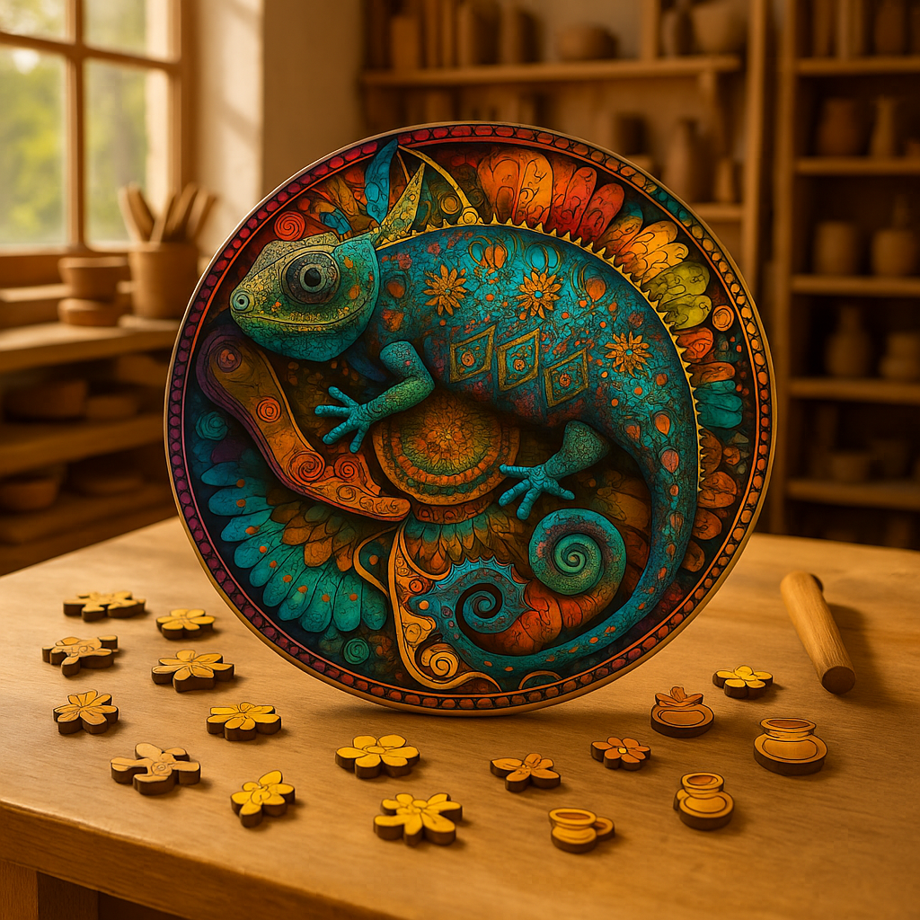 🔥 Last Day - Mystic Chameleon — Wooden Jigsaw Puzzle