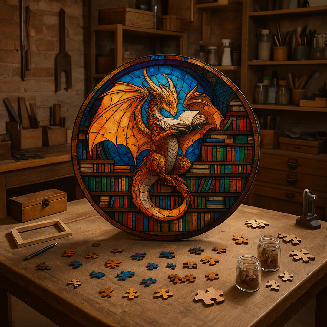 🔥Last Day - Dragon Stained Glass - Wooden Jigsaw Puzzle