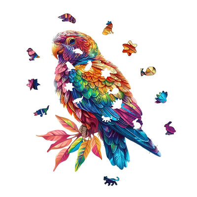🔥 Last Day - Rainbow Parrot — Wooden Jigsaw Puzzle