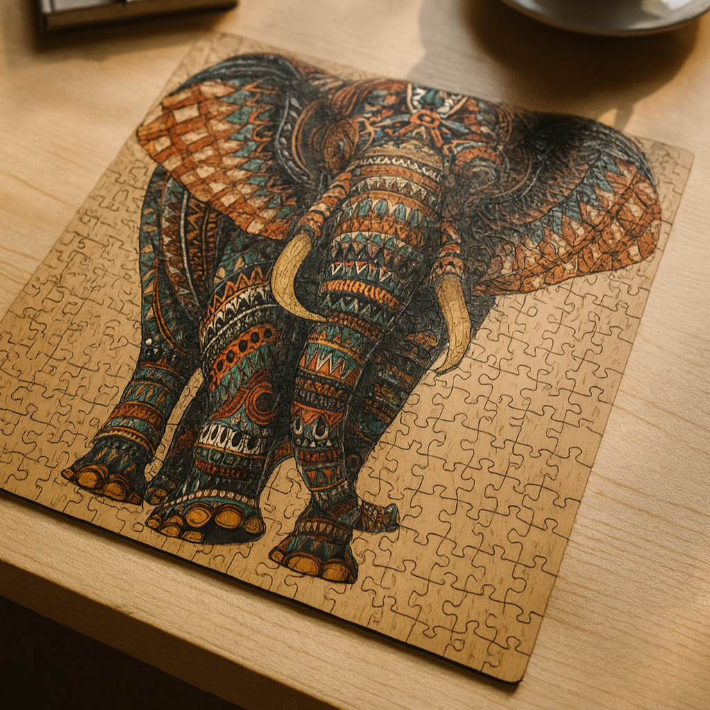 🔥 Last Day - Tribal Elephant — Wooden Jigsaw Puzzle