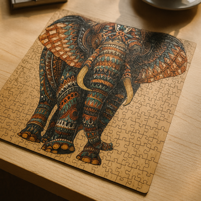 🔥 Last Day - Tribal Elephant — Wooden Jigsaw Puzzle