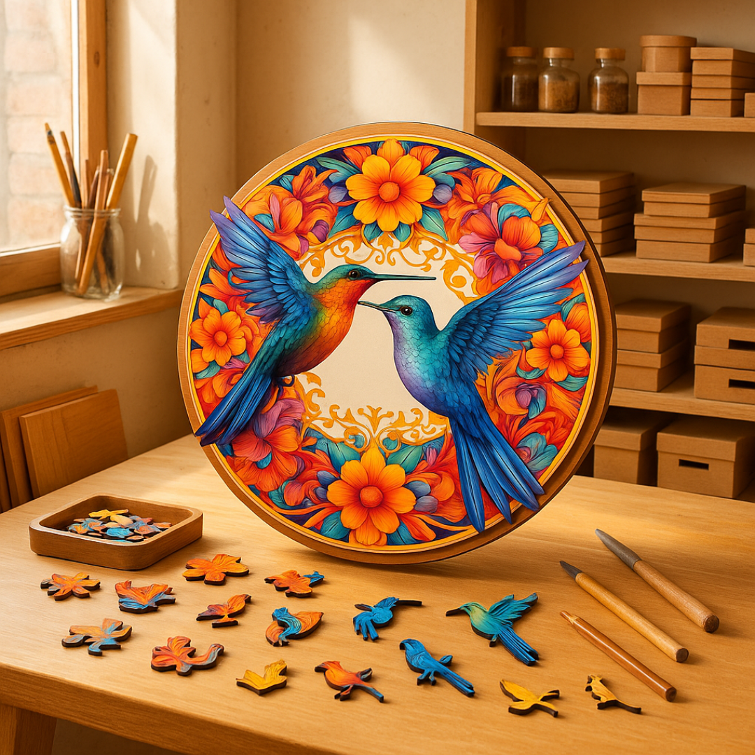 🔥Last Day - Vibrant Hummingbirds - Wooden Jigsaw Puzzle