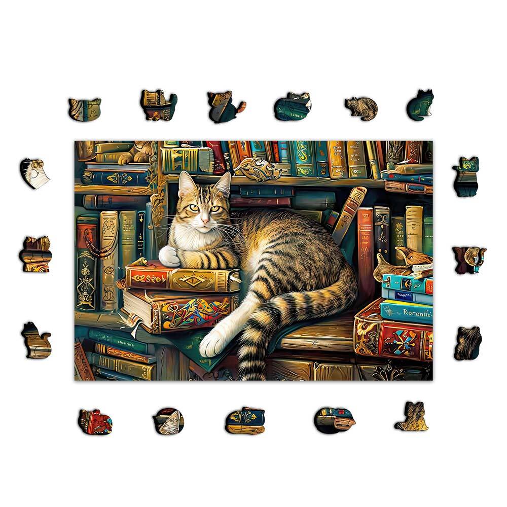 🔥Last Day - Library Cat - Wooden Jigsaw Puzzle