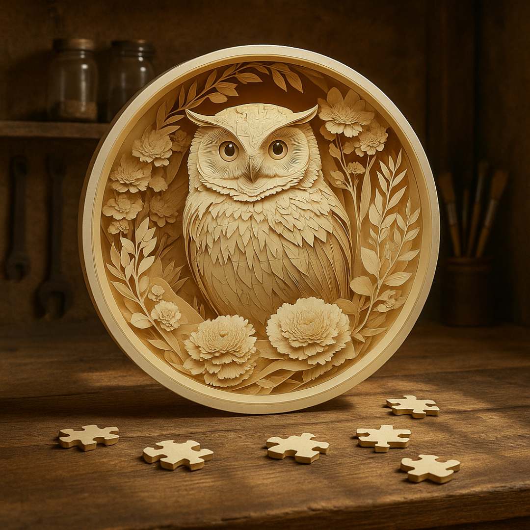 🔥Last Day - Carved Owl - Wooden Jigsaw Puzzle