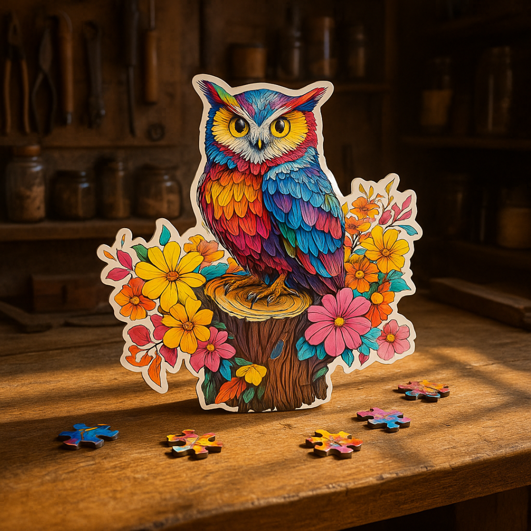 🔥Last Day -  Floral Owl - Wooden Jigsaw Puzzle