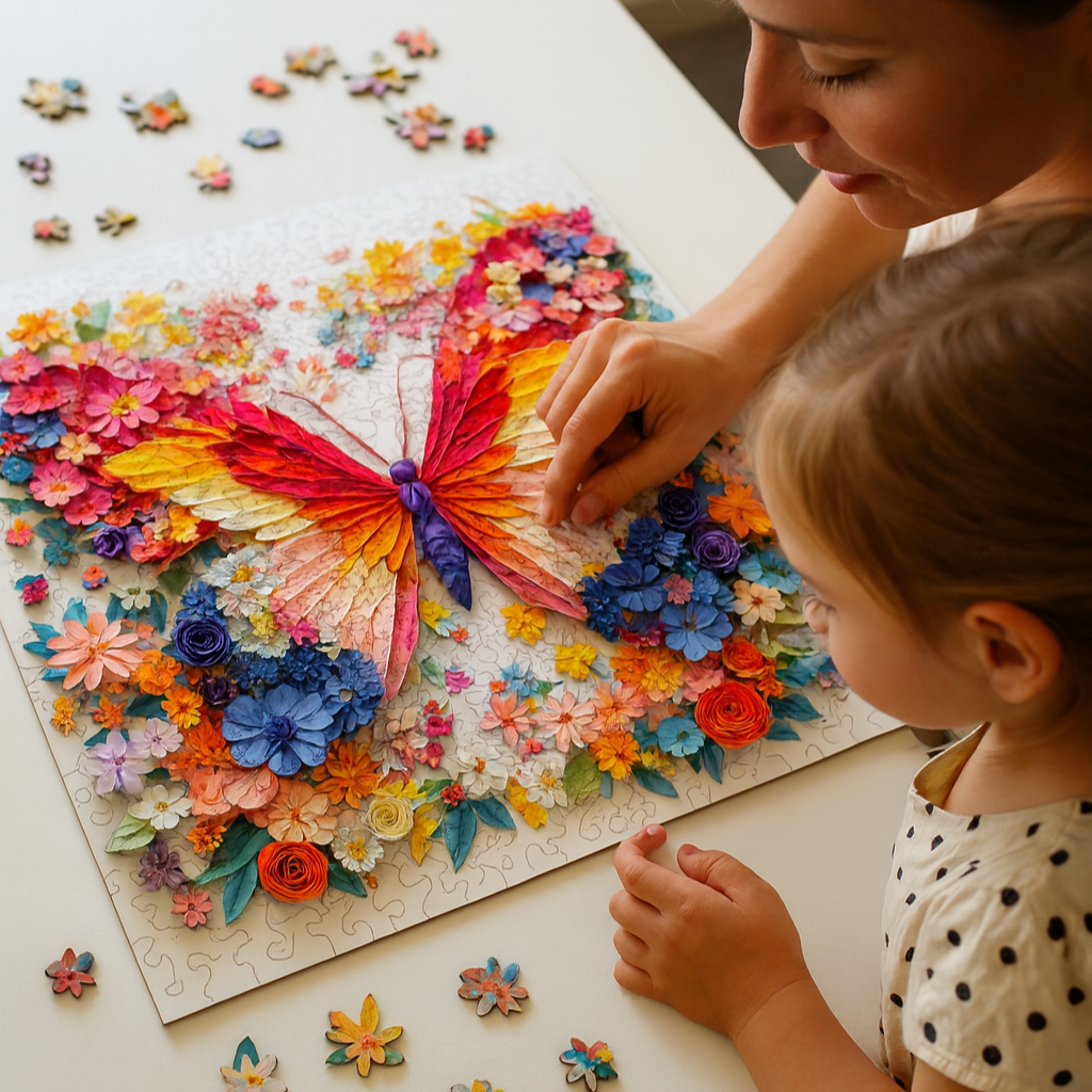 🔥 Last Day - Floral Butterfly — Wooden Jigsaw Puzzle