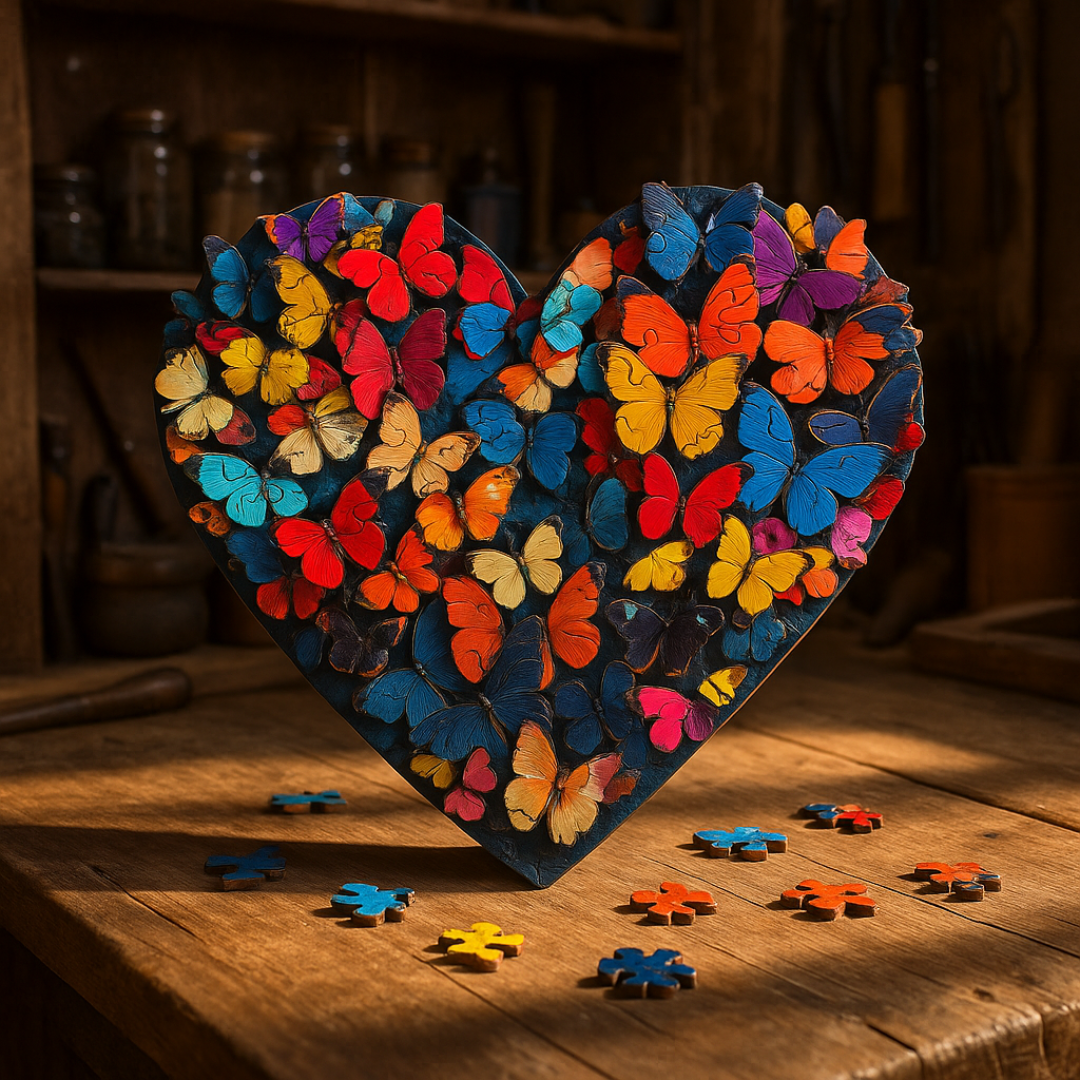 🔥Last Day - Butterfly Heart - Wooden Jigsaw Puzzle