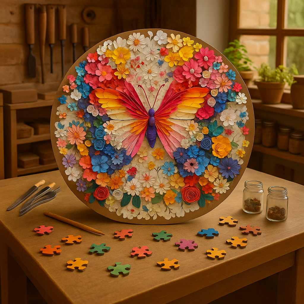 🔥 Last Day - Floral Butterfly — Wooden Jigsaw Puzzle
