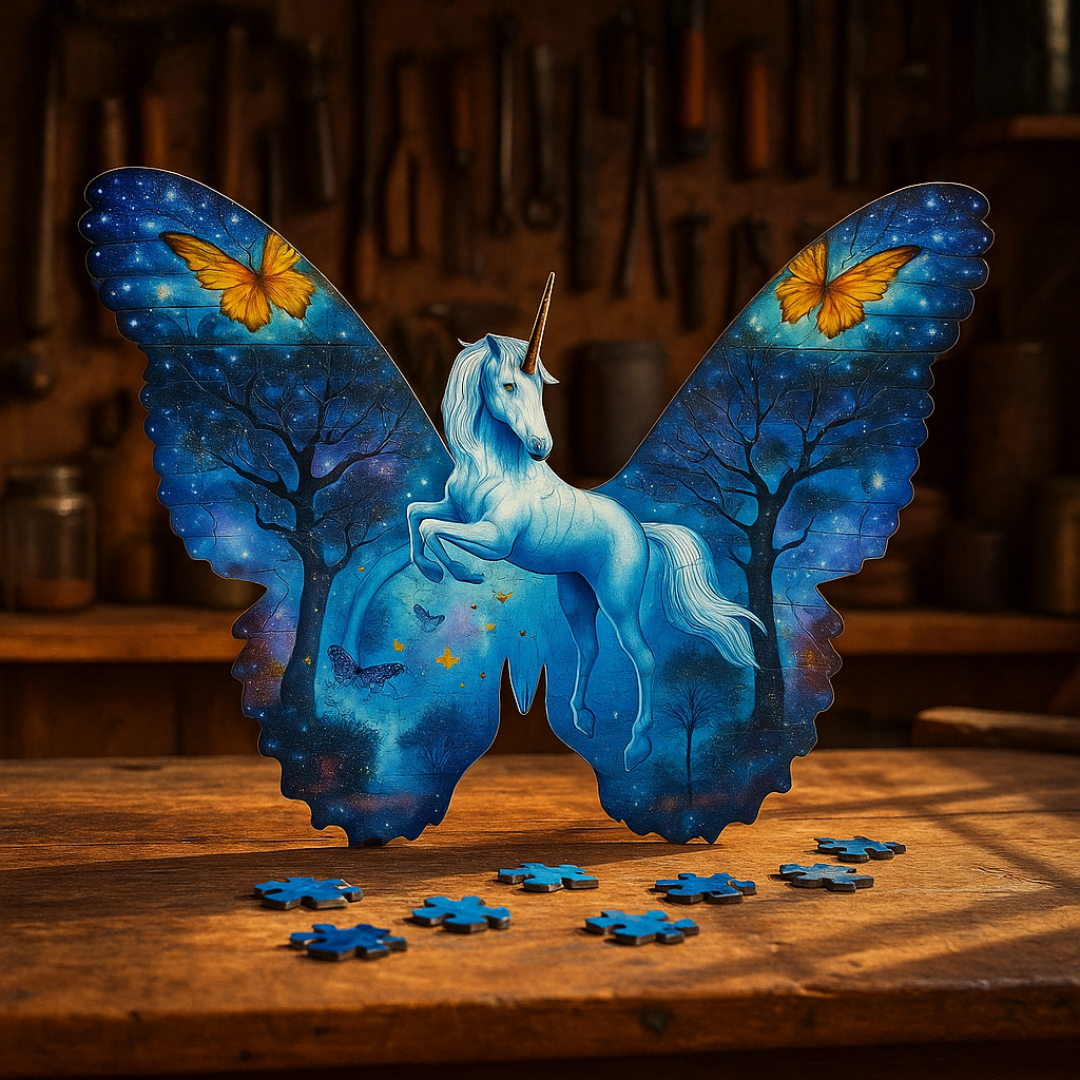 🔥Last Day - Unicorn Butterfly - Wooden Jigsaw Puzzle