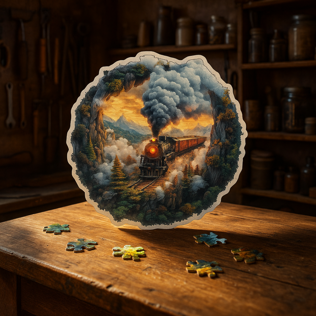 🔥Last Day - Mountain Train - Wooden Jigsaw Puzzle