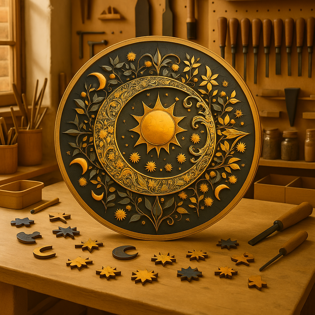 🔥 Last Day - Golden Sun & Moon — Wooden Jigsaw Puzzle