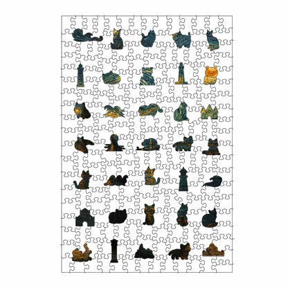 Cat Starry Night - Wooden Jigsaw Puzzle