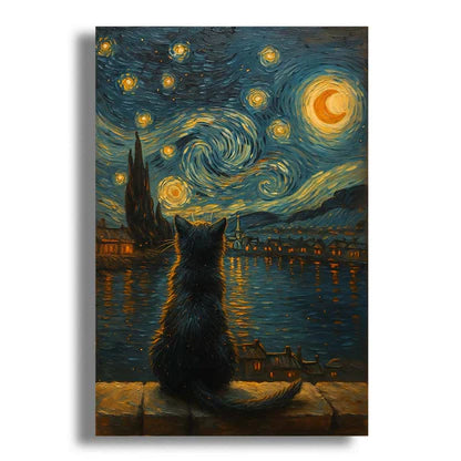 Cat Starry Night - Wooden Jigsaw Puzzle