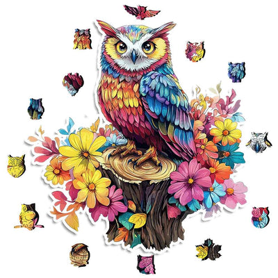 🔥Last Day -  Floral Owl - Wooden Jigsaw Puzzle