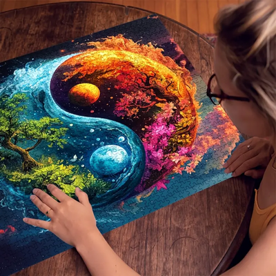 🔥 Last Day - Cosmic Yin Yang — Wooden Jigsaw Puzzle