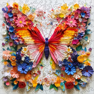 🔥 Last Day - Floral Butterfly — Wooden Jigsaw Puzzle