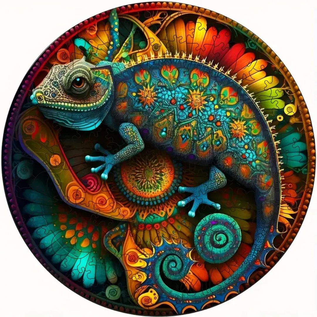 🔥 Last Day - Mystic Chameleon — Wooden Jigsaw Puzzle