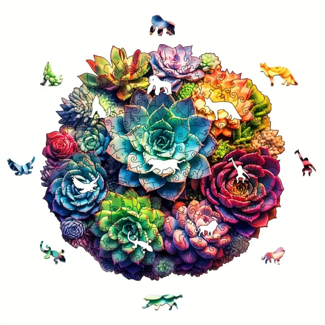 🔥 Last Day - Succulent Garden — Wooden Jigsaw Puzzle