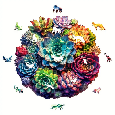 🔥 Last Day - Succulent Garden — Wooden Jigsaw Puzzle
