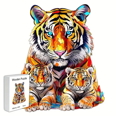 🔥 Last Day - Tiger Family — Wooden Jigsaw Puzzle
