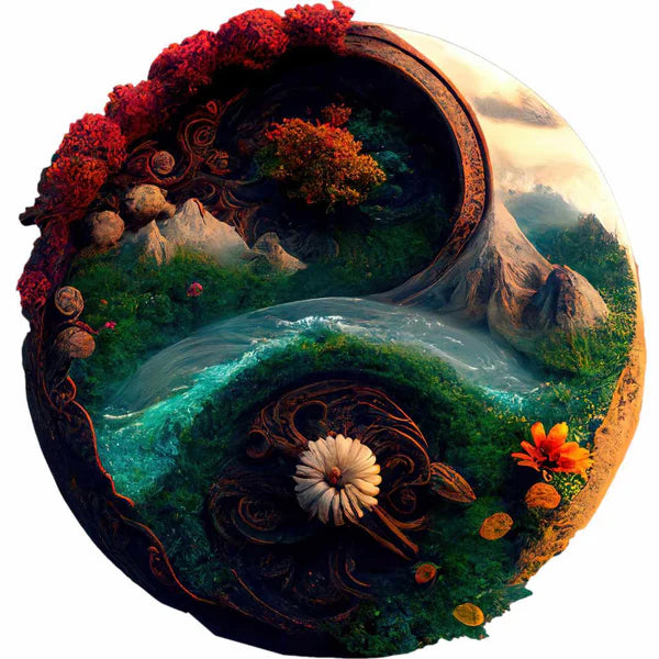 🔥Last Day - Majestic Nature Yin Yang - Wooden Jigsaw Puzzle