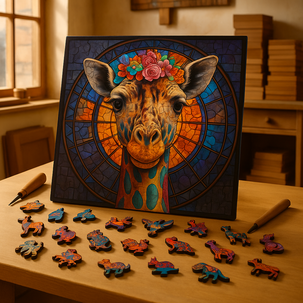 🔥 Last Day - Floral Giraffe — Wooden Jigsaw Puzzle