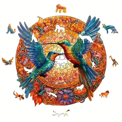 🔥 Last Day - Vibrant Hummingbirds — Wooden Jigsaw Puzzle