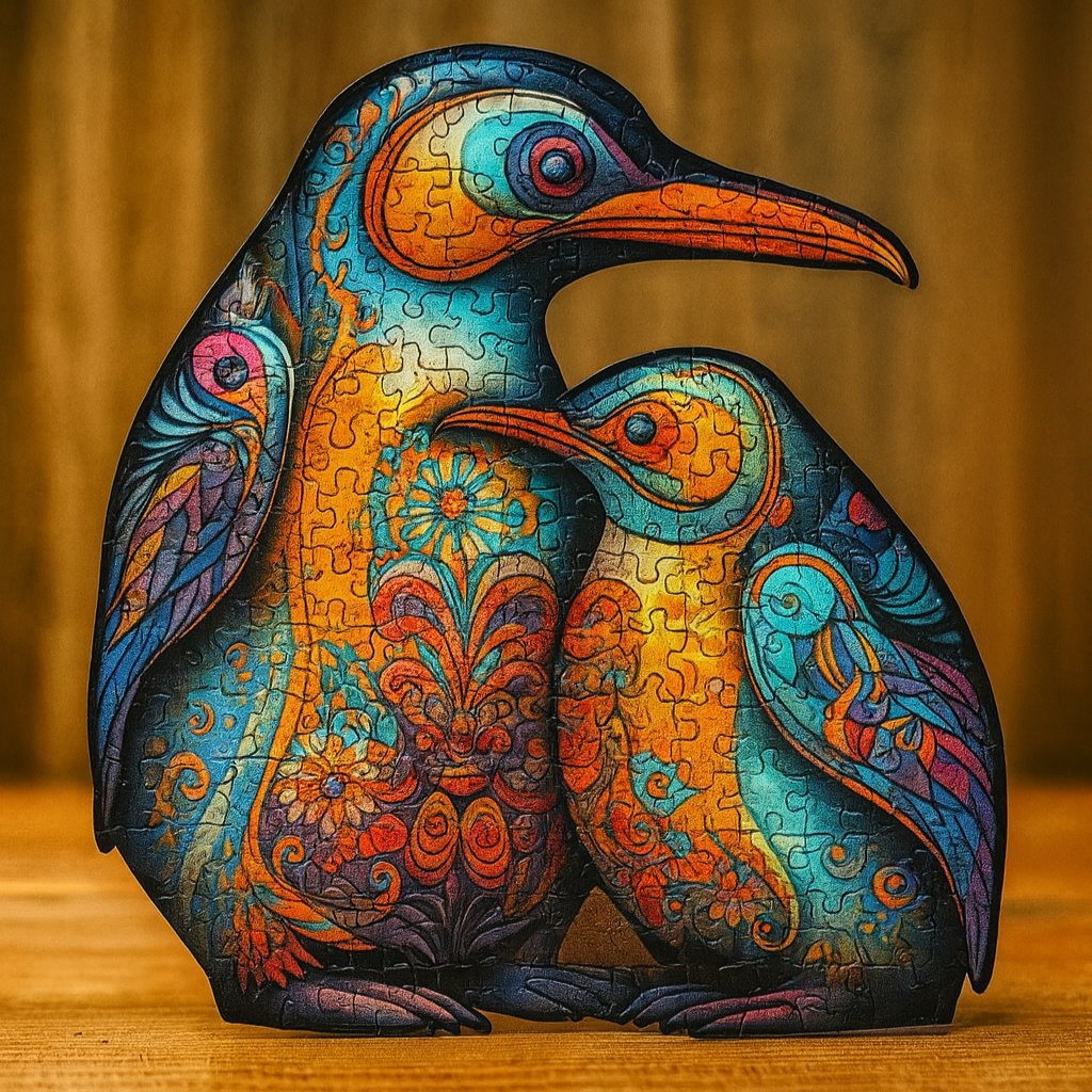 🔥 Last Day - Penguin Love — Wooden Jigsaw Puzzle