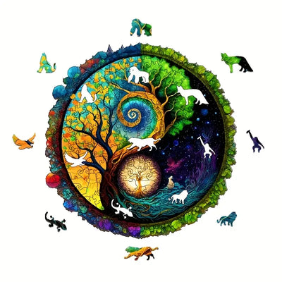 🔥 Last Day - Cosmic Yin Yang Tree — Wooden Jigsaw Puzzle