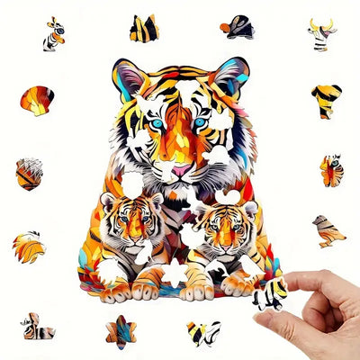 🔥 Last Day - Tiger Family — Wooden Jigsaw Puzzle