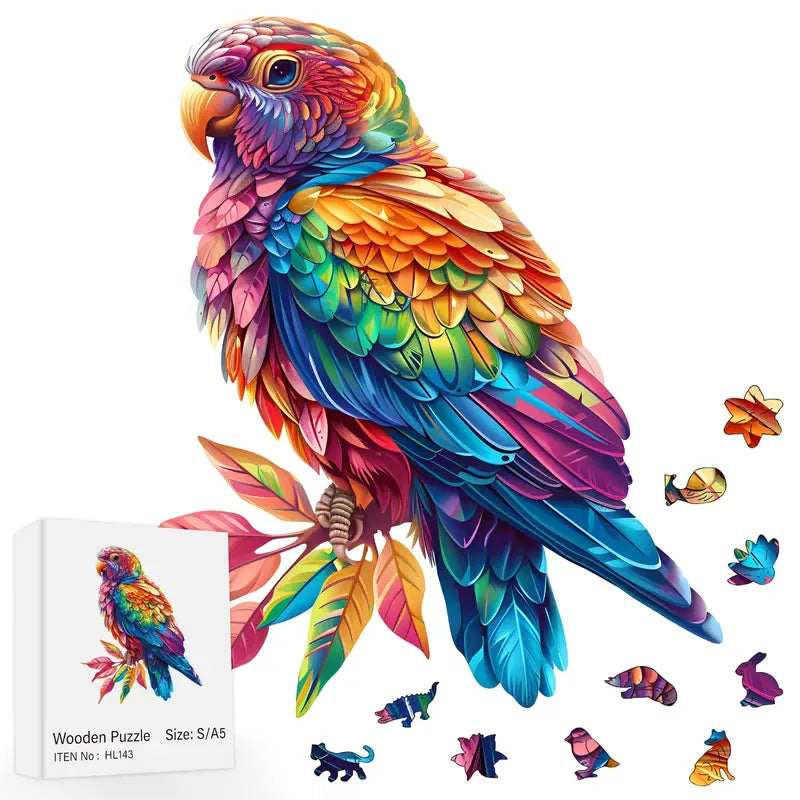 🔥 Last Day - Rainbow Parrot — Wooden Jigsaw Puzzle