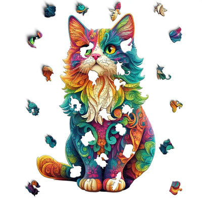 🔥 Last Day - Rainbow Cat — Wooden Jigsaw Puzzle