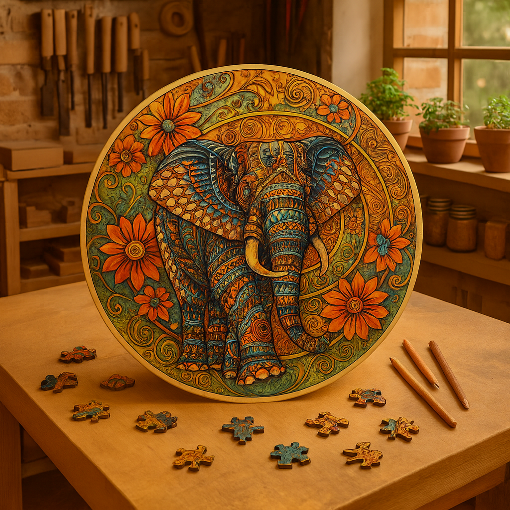 🔥 Last Day - Tribal Elephant — Wooden Jigsaw Puzzle