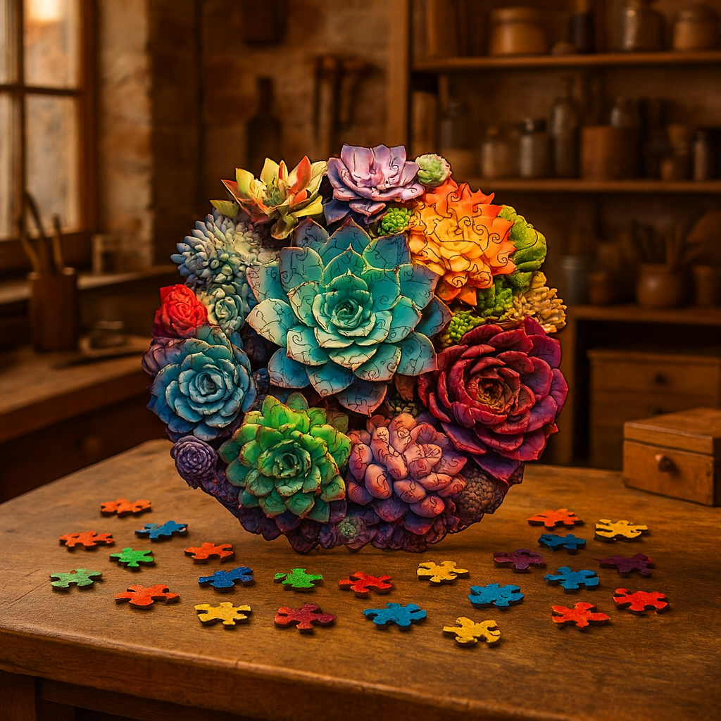 🔥 Last Day - Succulent Garden — Wooden Jigsaw Puzzle