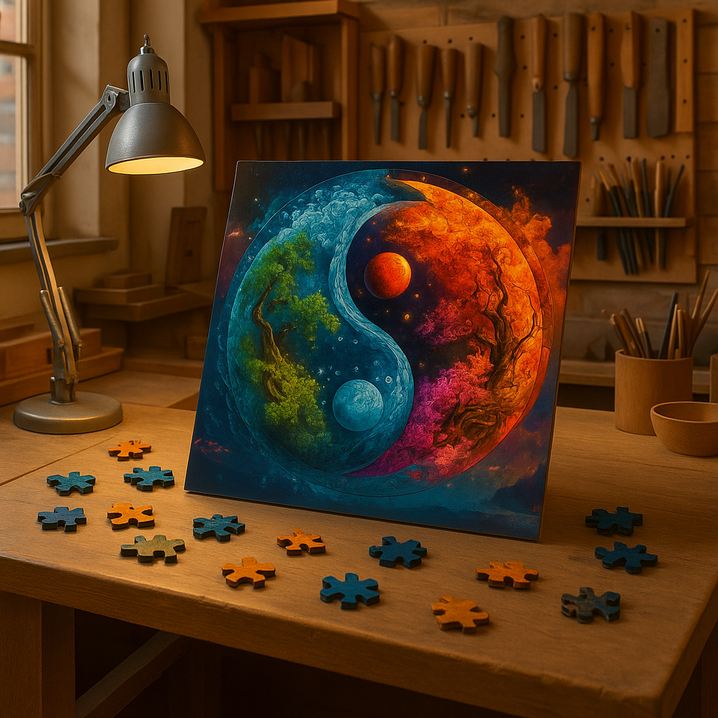 🔥 Last Day - Cosmic Yin Yang — Wooden Jigsaw Puzzle