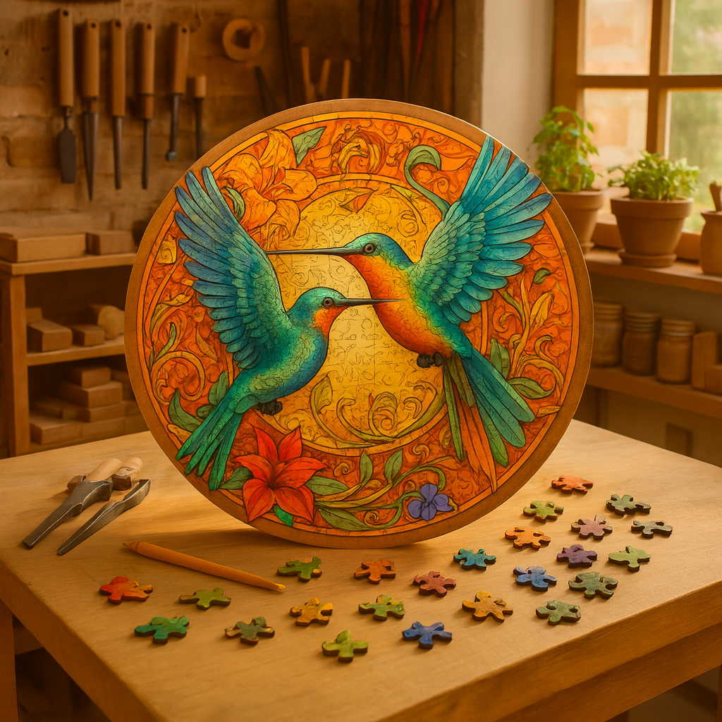 🔥 Last Day - Vibrant Hummingbirds — Wooden Jigsaw Puzzle