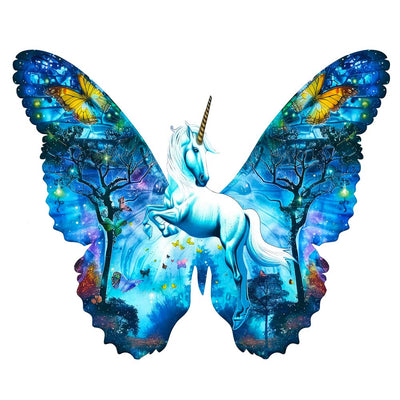 🔥Last Day - Unicorn Butterfly - Wooden Jigsaw Puzzle