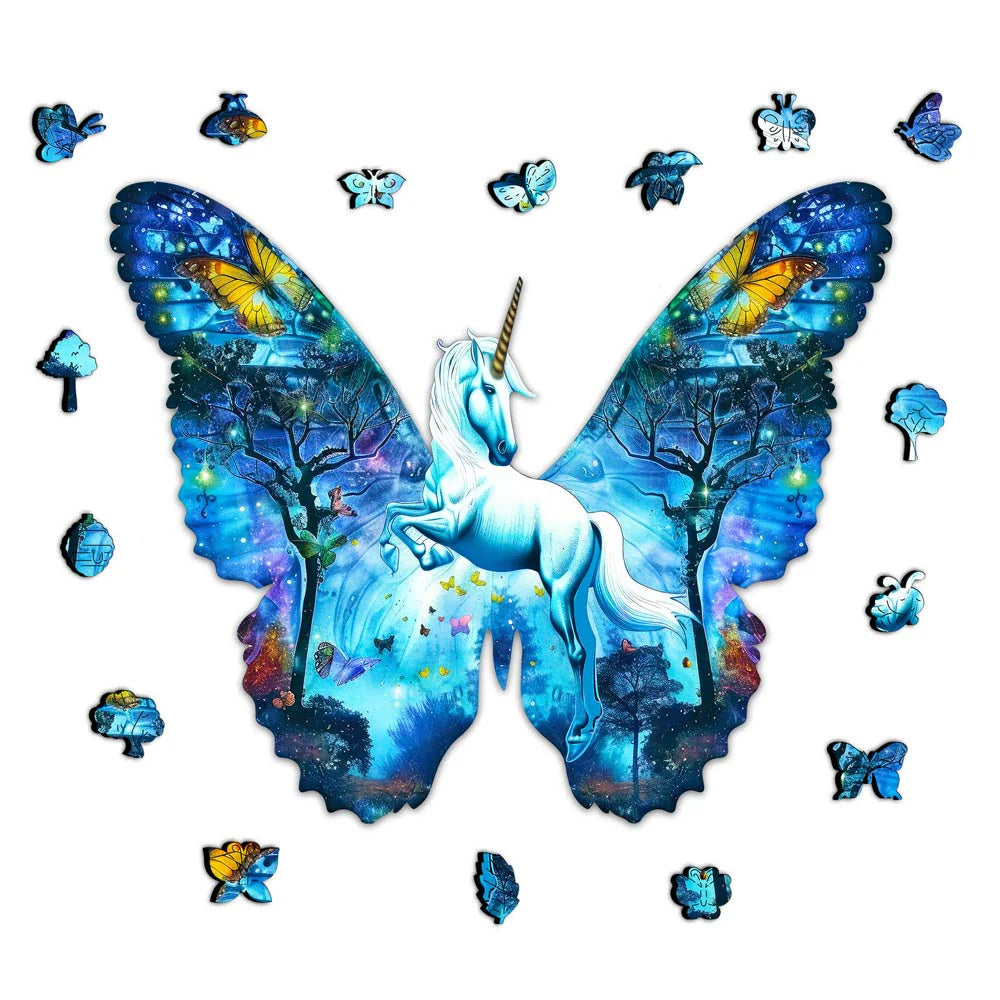 🔥Last Day - Unicorn Butterfly - Wooden Jigsaw Puzzle